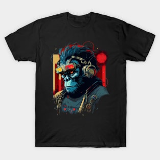 Anime Cyber Ape (Sci-Fi Ape Vintage Retro Future Design Cyberpunk Space Ape) T-Shirt